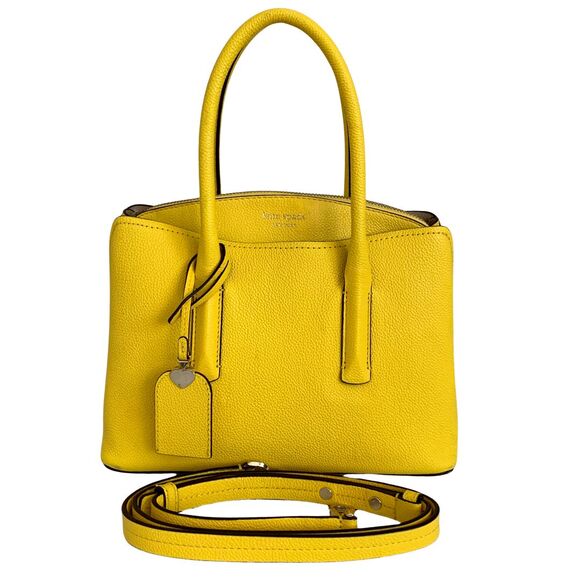 Kate Spade Yellow Pebbed Leather Satchel Crossbody Bag Medium - Picture 1 of 13